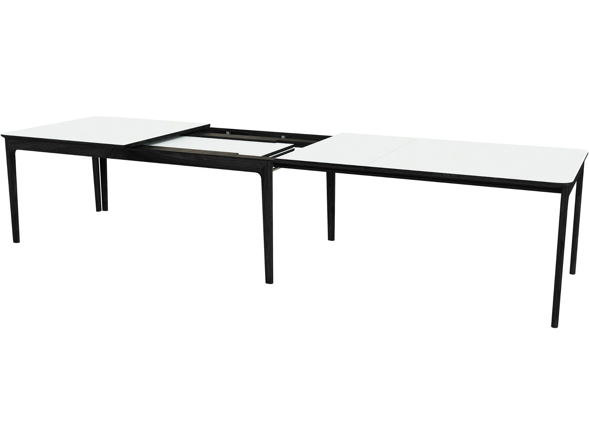 Skovby SM 27 spisebord inkl. 3 tillægsplader - hvid laminat m. sort eg stel