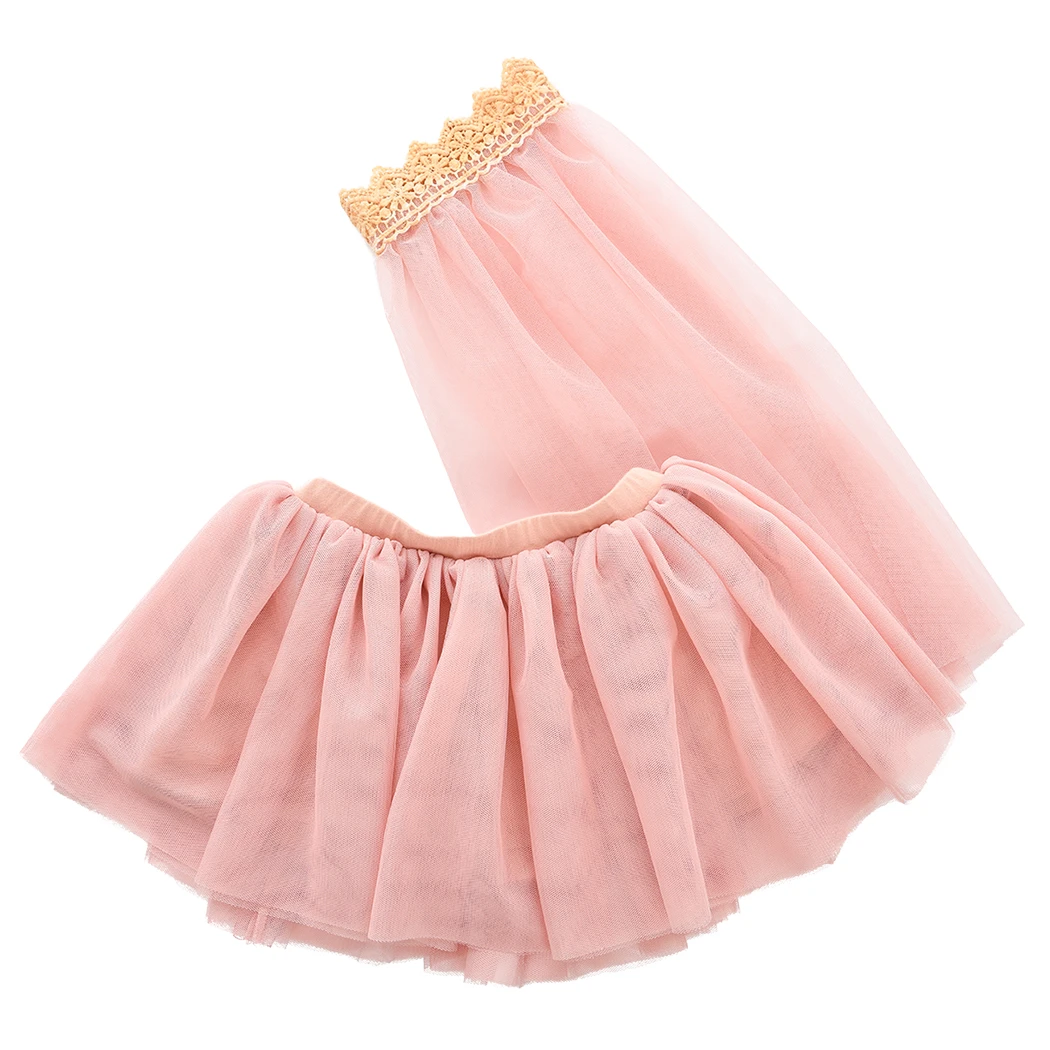 DOLL TULLE SKIRT W/VEIL ROSE (4045 cm)