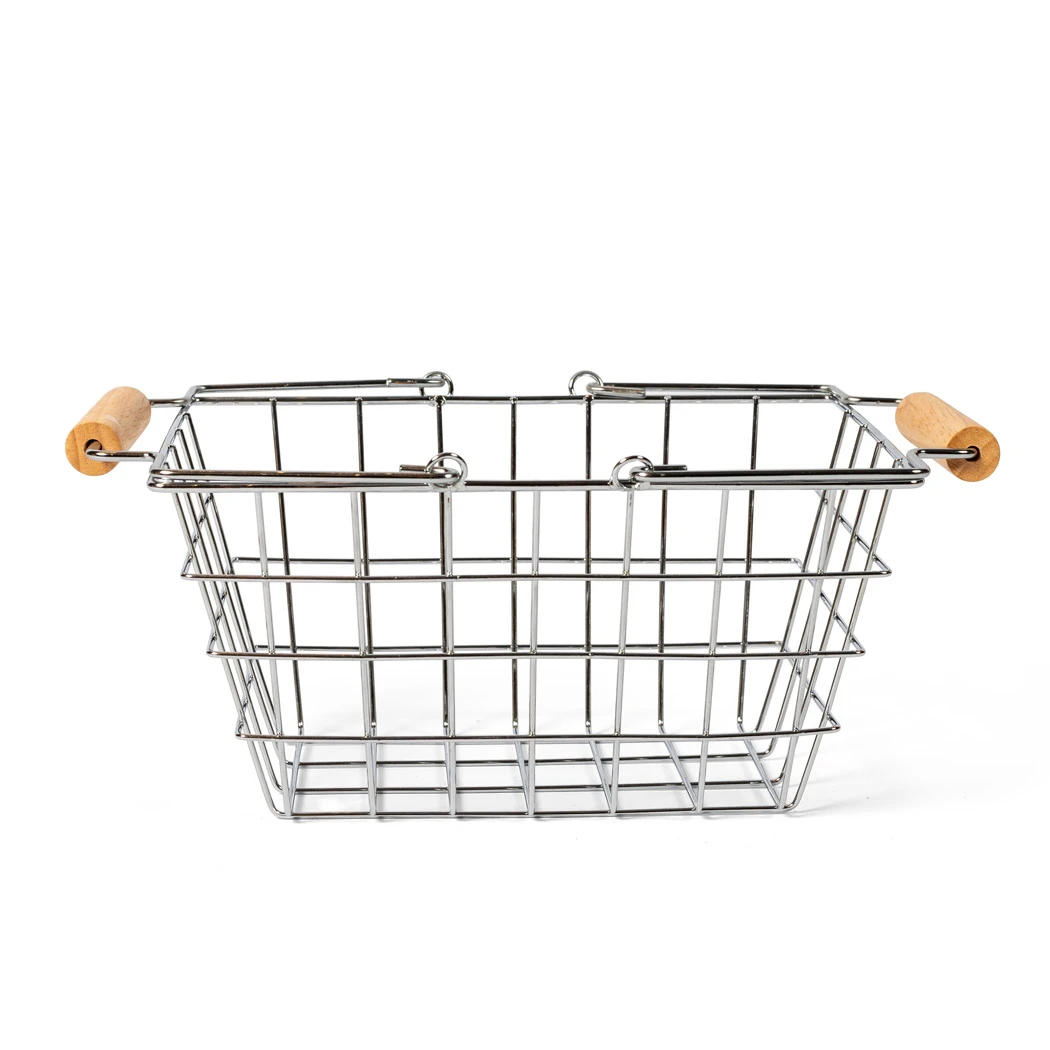 WIRE BASKET W/WOODEN HANDLE