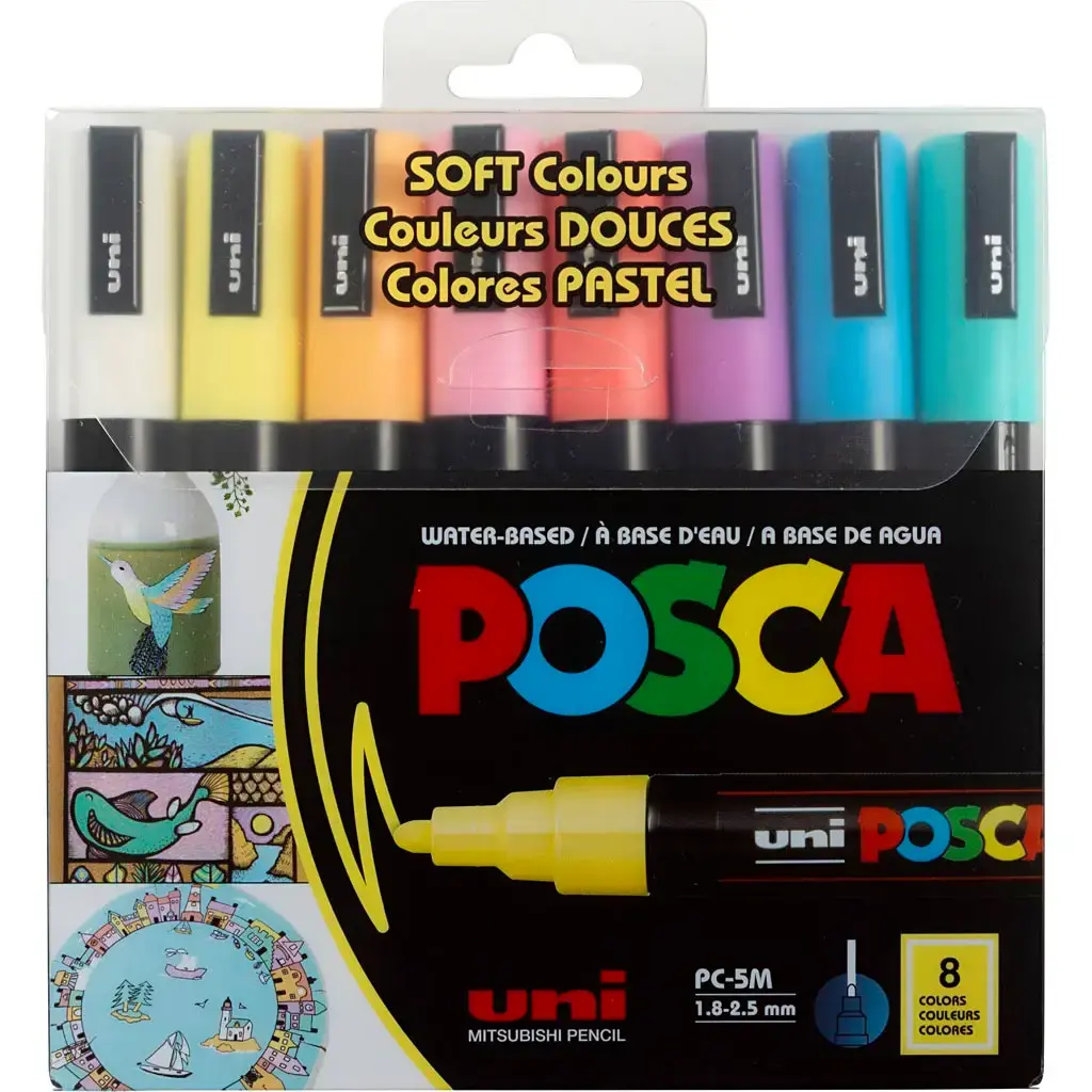 Posca Tusch, nr. PC-5M, streg 2,5 mm, medium, ass, 8 stk./ 1 stk. » Køb ...