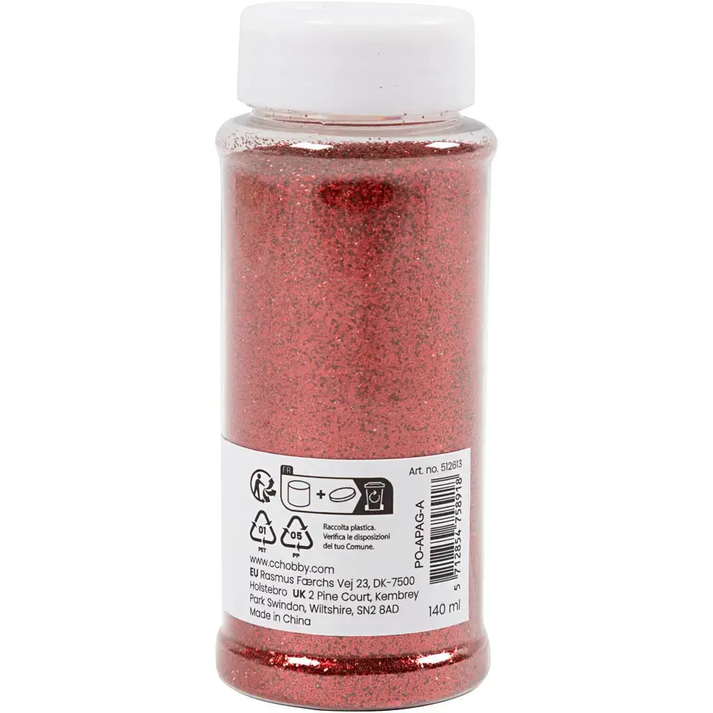 Bio-glitter, rød, 110 g - 1 stk » Køb billigt på Grafical.dk