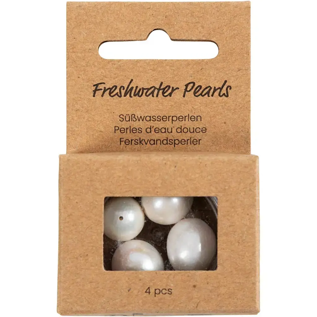 Ferskvandsperler - Perlemor - 13–14mm - Hul 0,8mm - 4 stk » Køb billigt ...