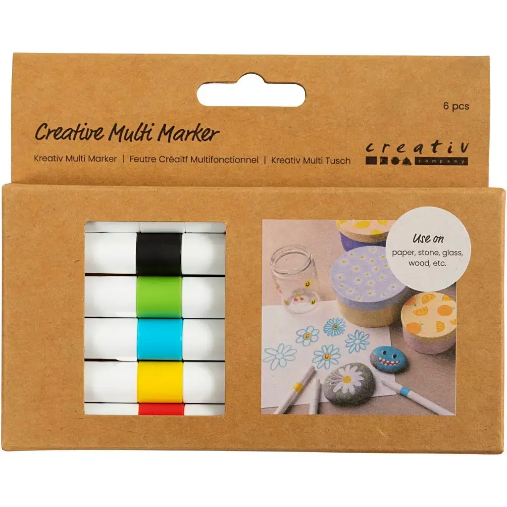 Tusch Kreativ Multi streg 4 mm ass. farver - 6 stk pr pakke » Køb ...