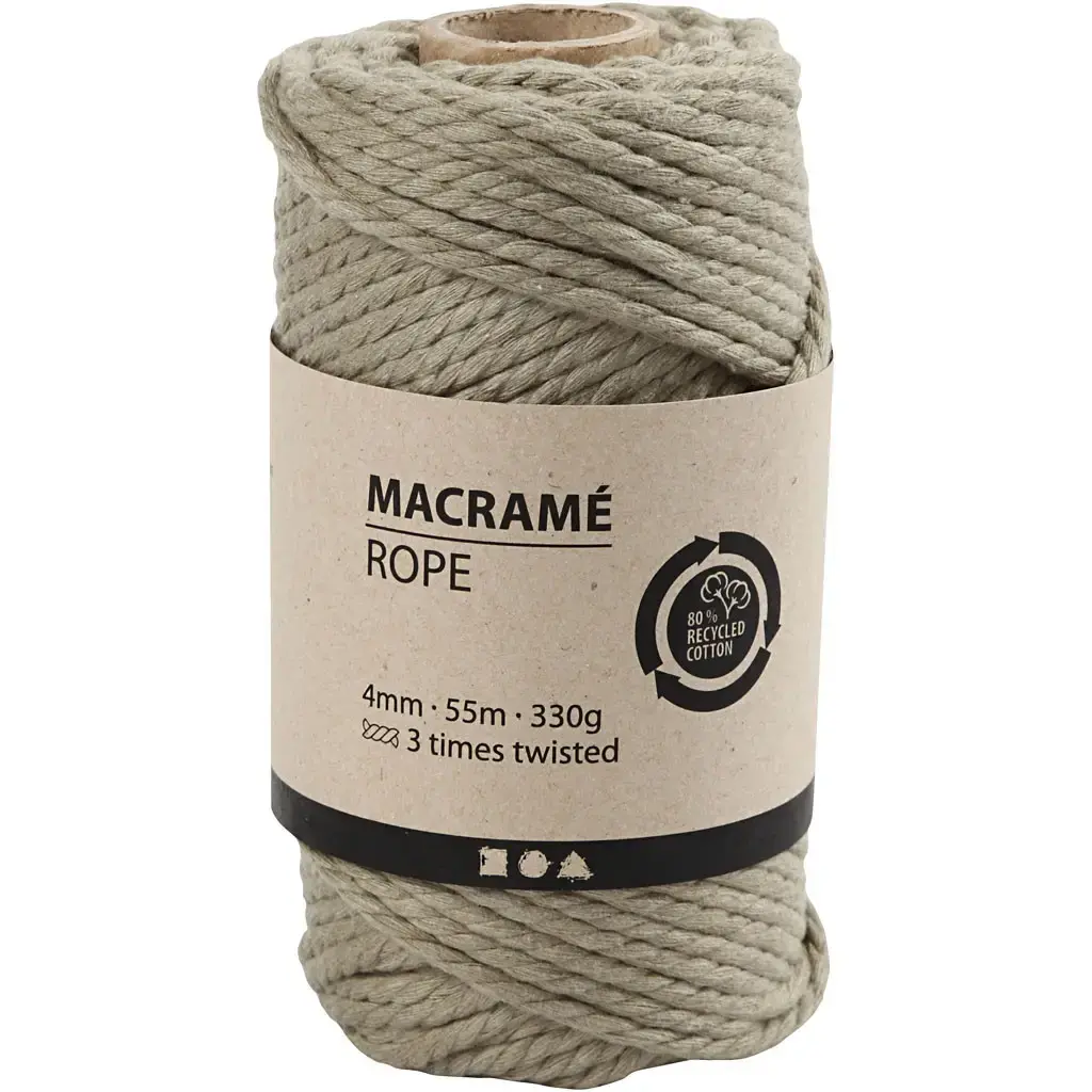 Macrame snor Mos Grøn - L: 55m | 4mm - 330g - Køb billigt på Grafical.dk