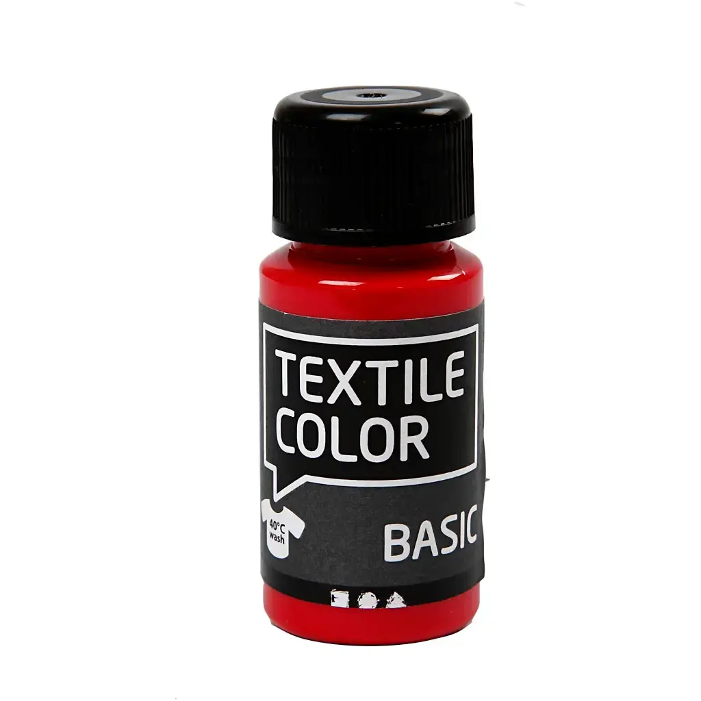 Tekstilfarve - Textile Color primær rød - 50ml - Køb billigt på Grafical.dk