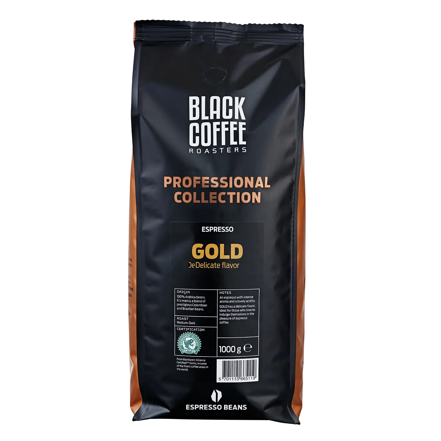 Espresso Black Coffee Roasters Gold Rainforest Alliance 1 kg 6 stk