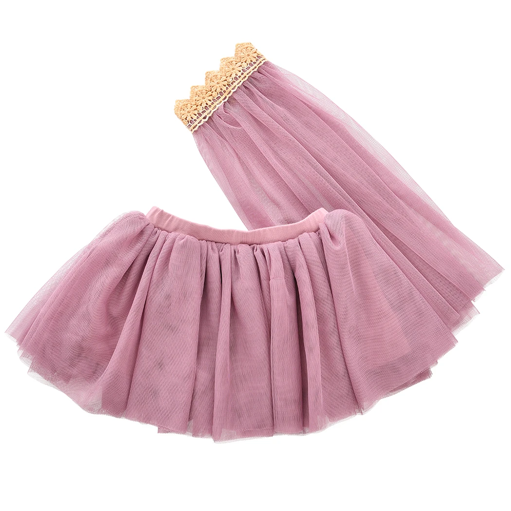 DOLL TULLE SKIRT W/VEIL PLUM (4045 cm)