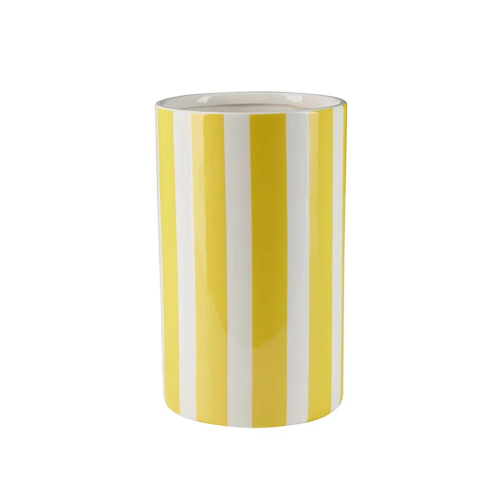 Bahne Vase w.stripes - white, yellow - Hurtig levering