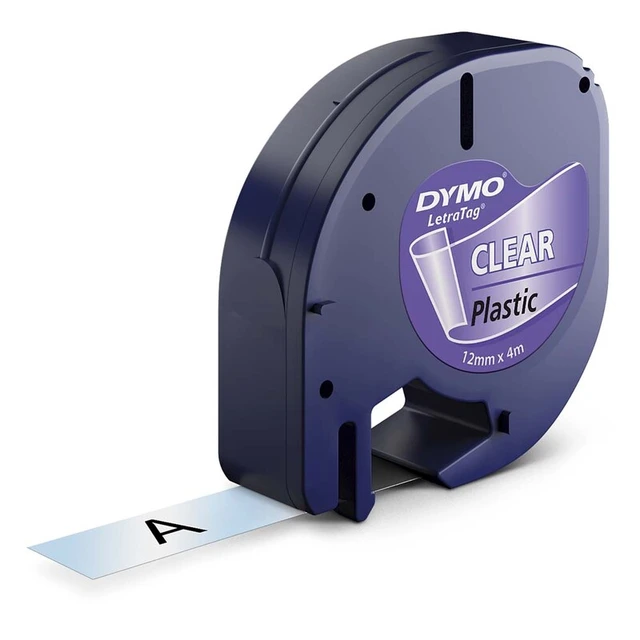 Labeltape Dymo LetraTag plastic 12mm zwart op wit bij Kantoor en Kopie Labeltape Dymo LetraTag plastic 12mm zwart op wit bij Kantoor en Kopie