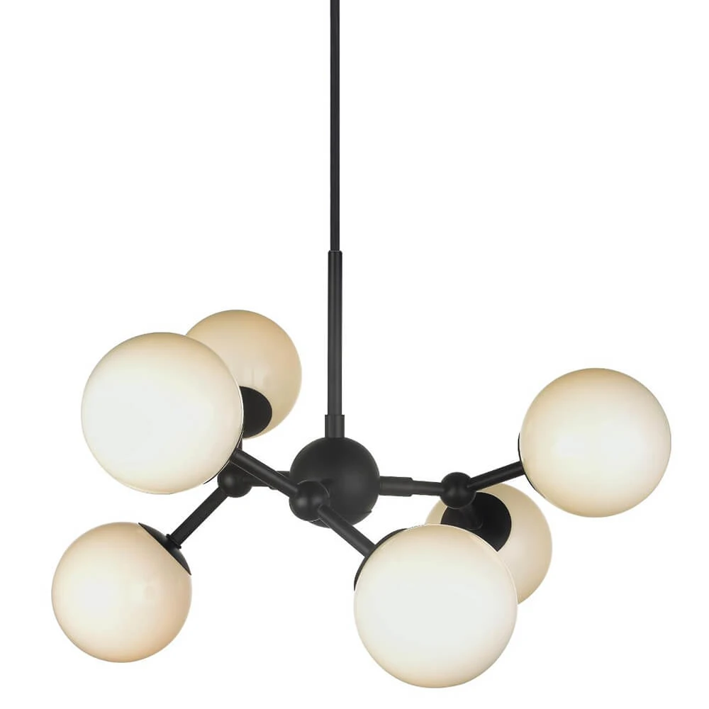 Atom Chandelier 6L G9 SvartOpal Glass Halo Design Kjøp Halo Design Atom Pendel | LampeGuru.no