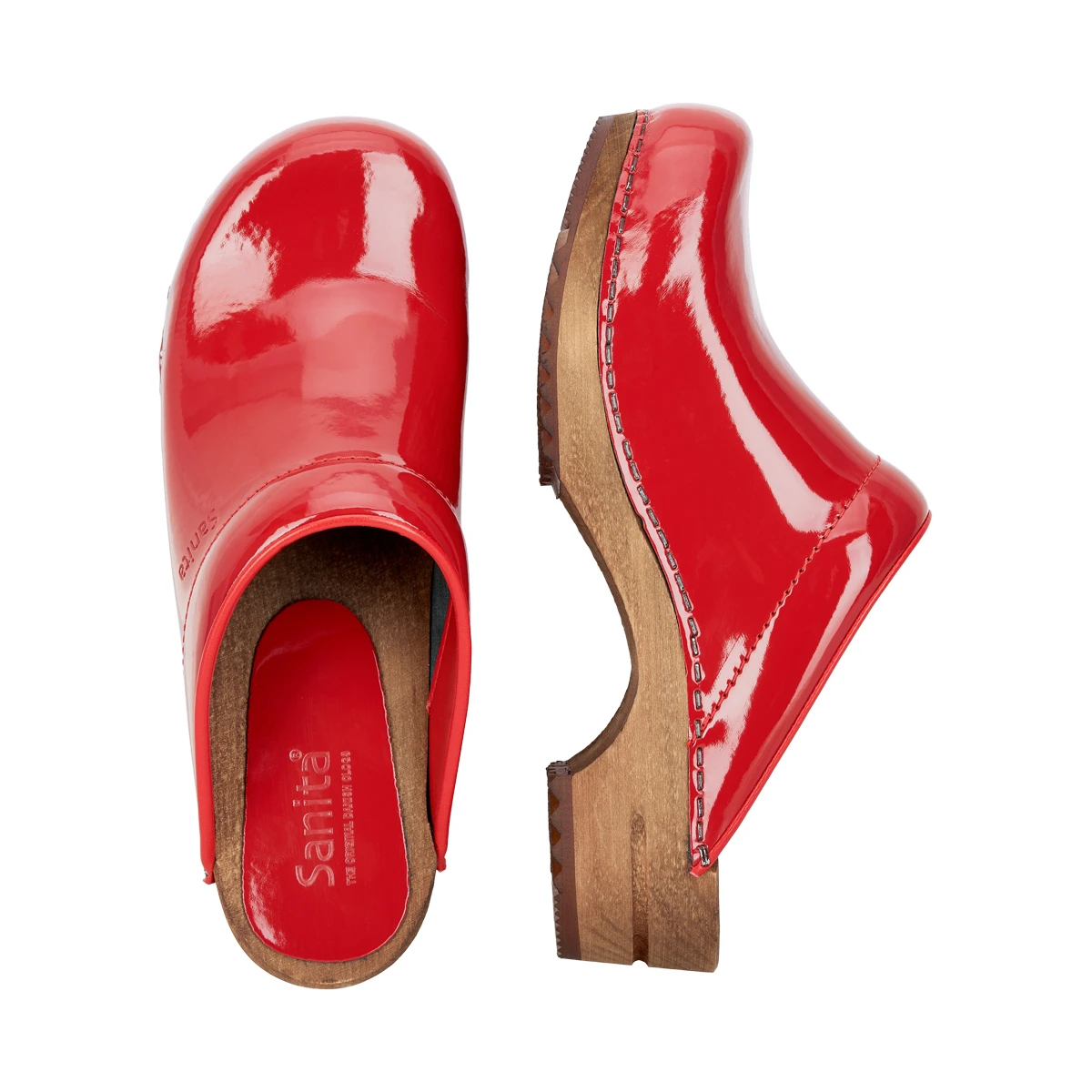 sanita patent leather clogs