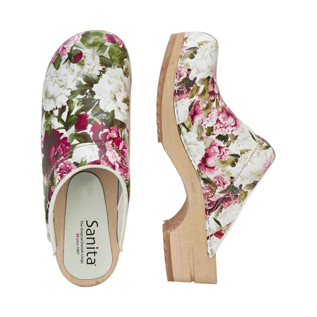 sanita floral clogs