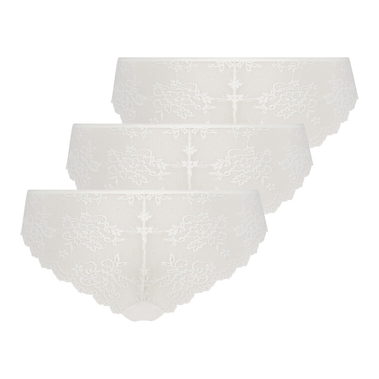 HUNKEMÖLLER INVISIBLE LACE BACK BRAZILIAN 3-PAK, HVID