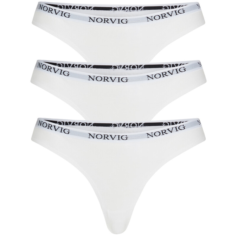 Se Norvig 3-pack G-streng, Farve: Hvid, Størrelse: XXL, Dame hos Netlingeri.dk