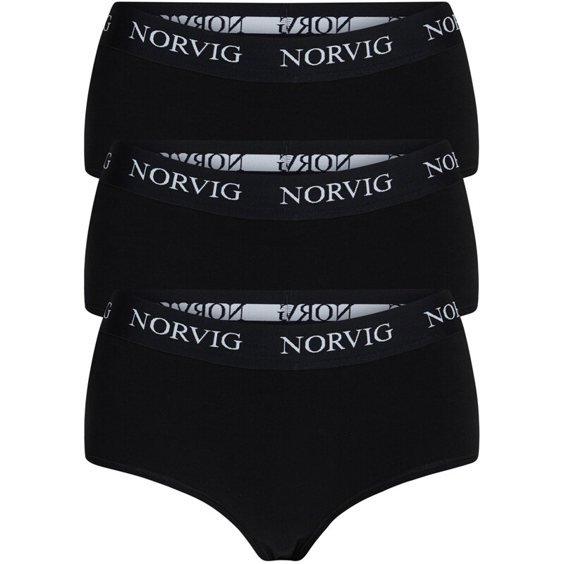 Se Norvig 3-pack Hipster Trusse, Farve: Sort, Størrelse: XL, Dame hos Netlingeri.dk