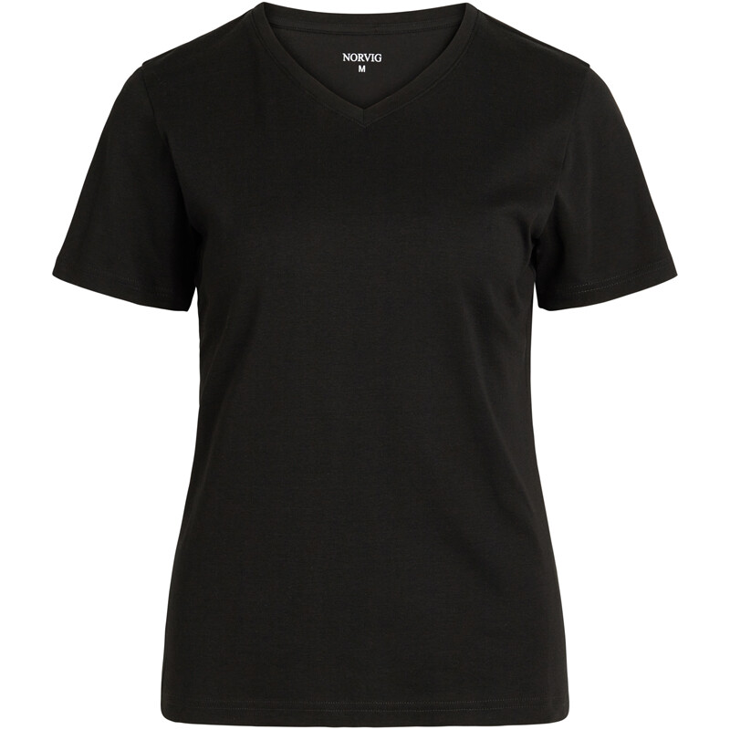 Se Norvig Ladies V-neck T-shirt, Farve: Sort, Størrelse: XXL, Dame hos Netlingeri.dk
