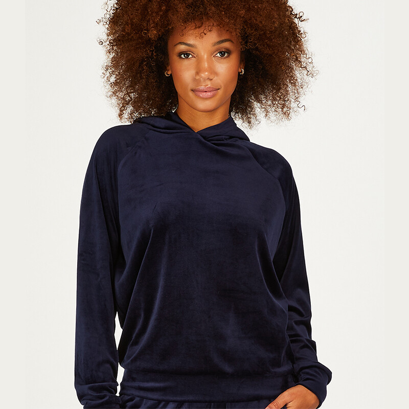 Billede af Hunkemöller Hoody Velours Homewear, Farve: Martime Blå, Størrelse: XS, Dame