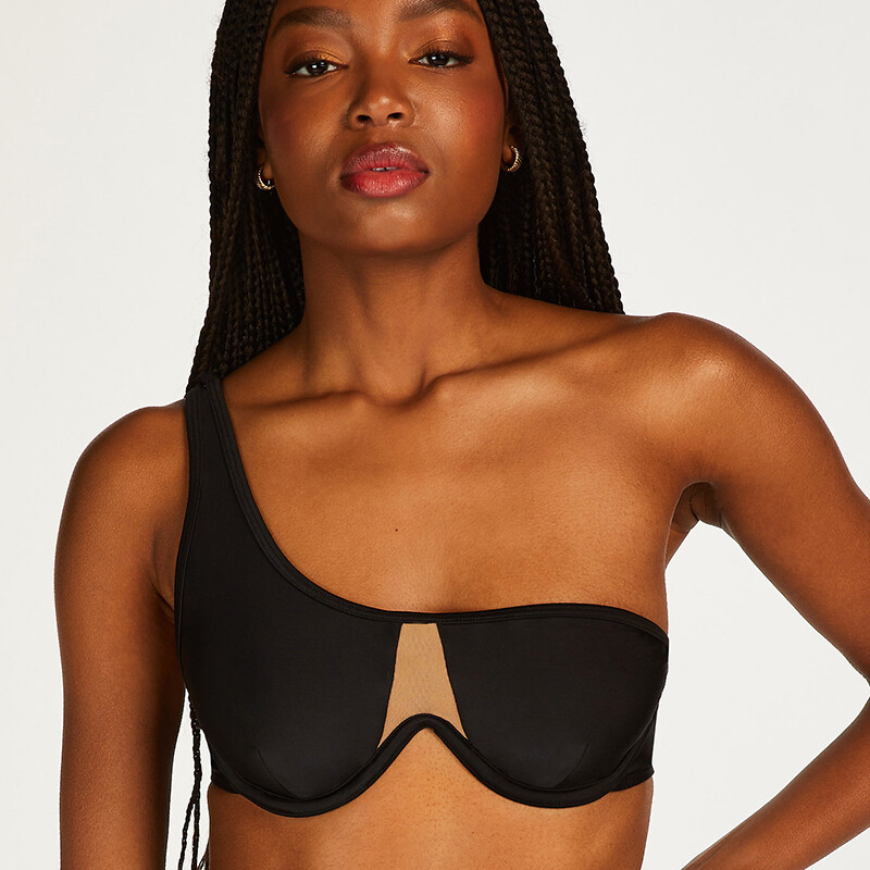 Hunkemöller Belize Mesh Bikini Topp, Størrelse: 70E, Farve: Sort, Dame
