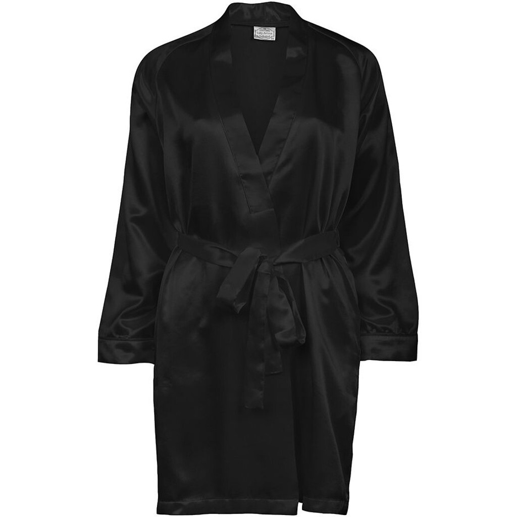 Lady Avenue Satin Kimono, Farve: Sort, Størrelse: XS, Dame