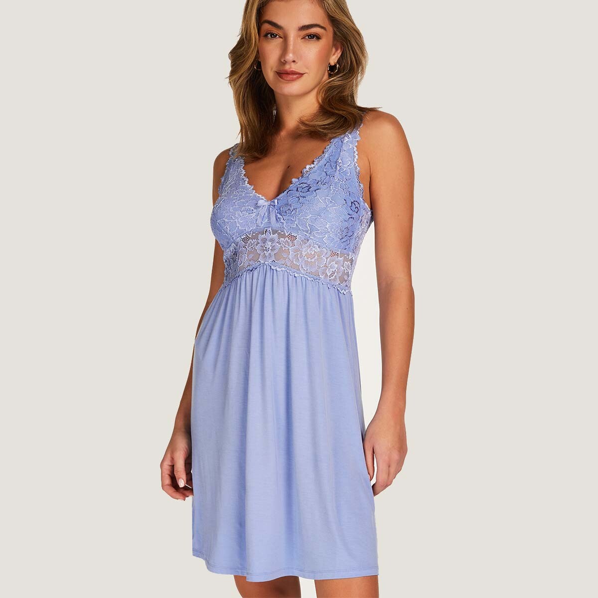 Hunkemöller Nora Lace Natkjole, Farve: Grapemist, Størrelse: XS, Dame