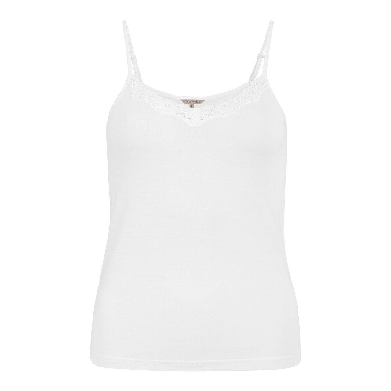 Se Lady Avenue Silk Jersey Camisole Top, Farve: Hvid, Størrelse: M, Dame hos Netlingeri.dk