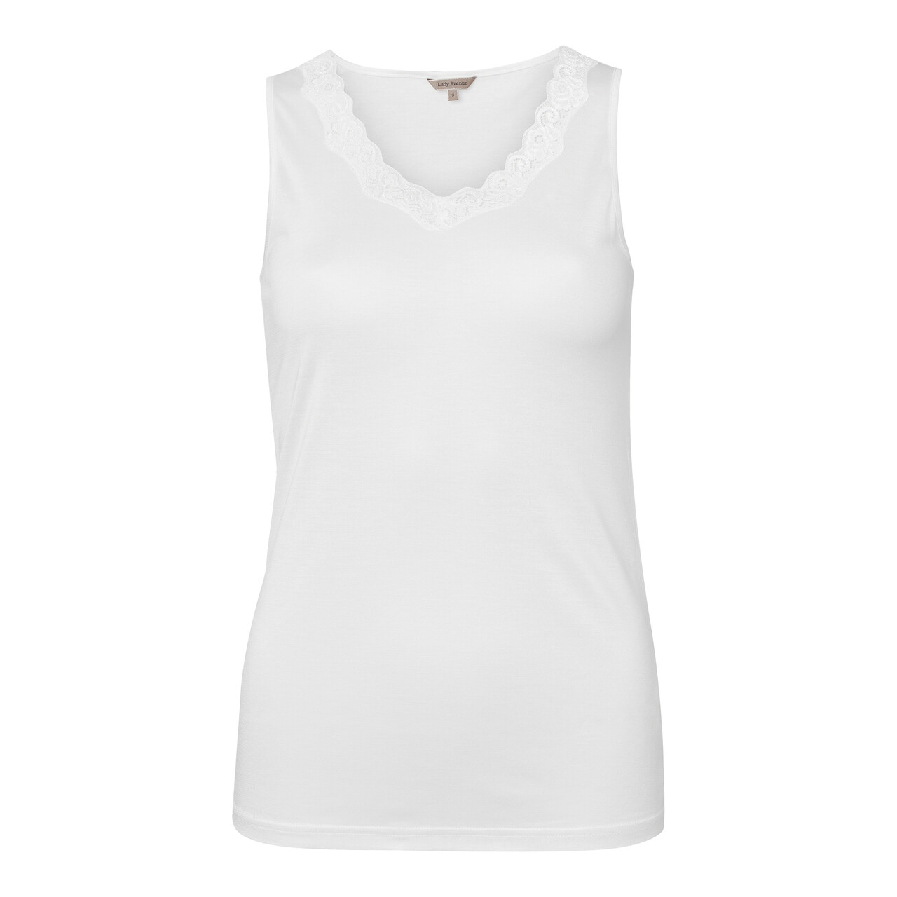 Se Lady Avenue Silk Jersey Top, Farve: Hvid, Størrelse: XL, Dame hos Netlingeri.dk