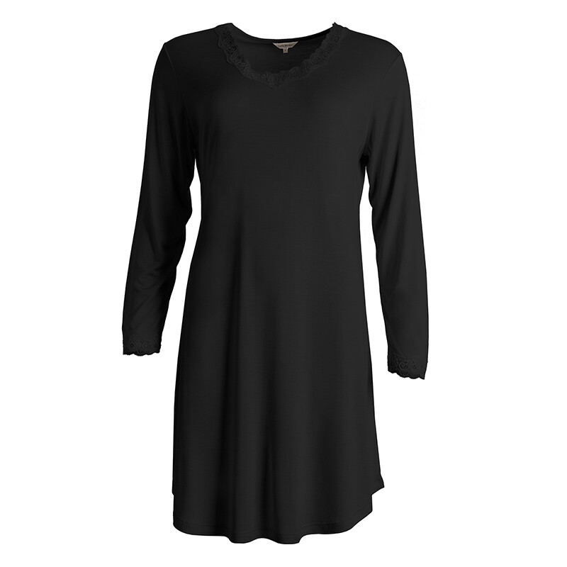 Billede af Lady Avenue Silk Jersey Natkjole, Farve: Sort, Størrelse: XS, Dame