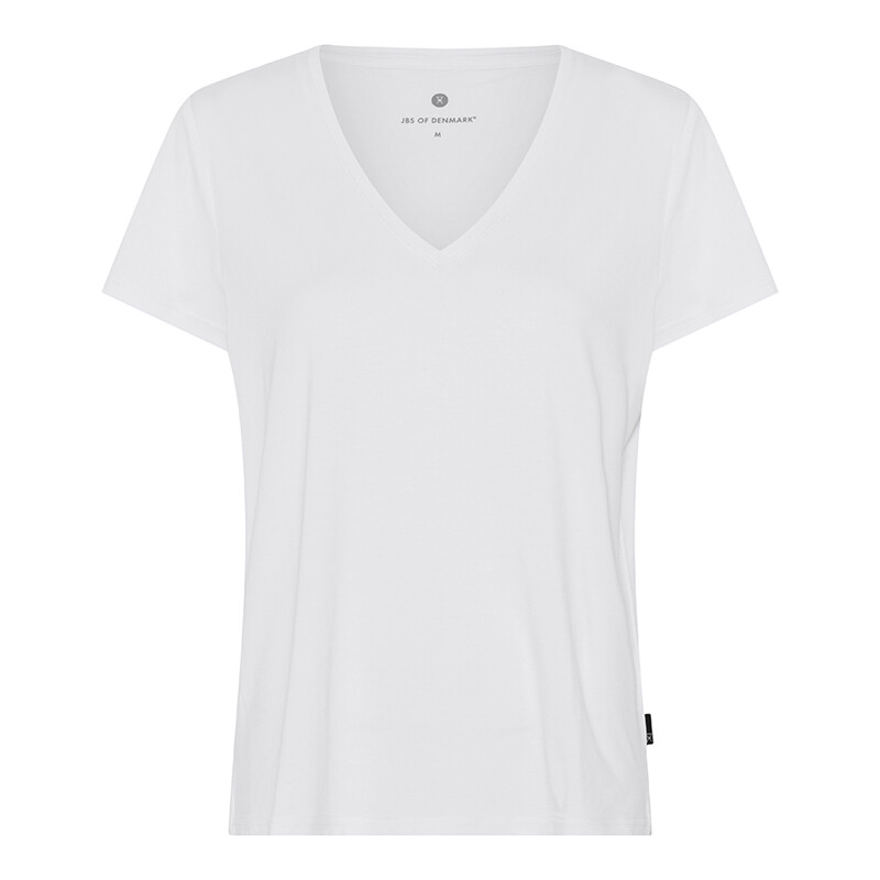 Billede af Jbs Of Denmark Bamboo Blend V-tee T-shirt, Farve: Hvid, Størrelse: XS, Dame