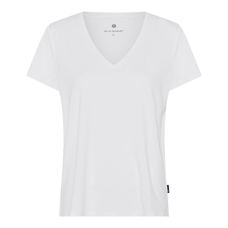 Se Jbs Of Denmark Bamboo Blend V-tee T-shirt, Farve: Hvid, Størrelse: XS, Dame hos Netlingeri.dk