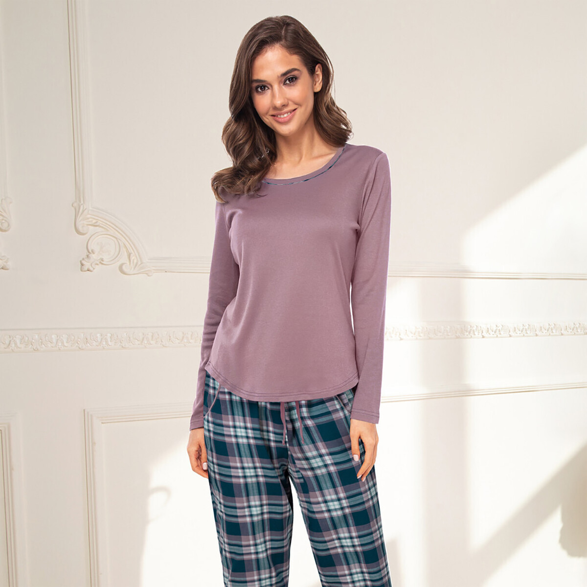 Lady Avenue Cotton Flannel Pyjamas, Farve: Winter Rose, Størrelse: L, Dame