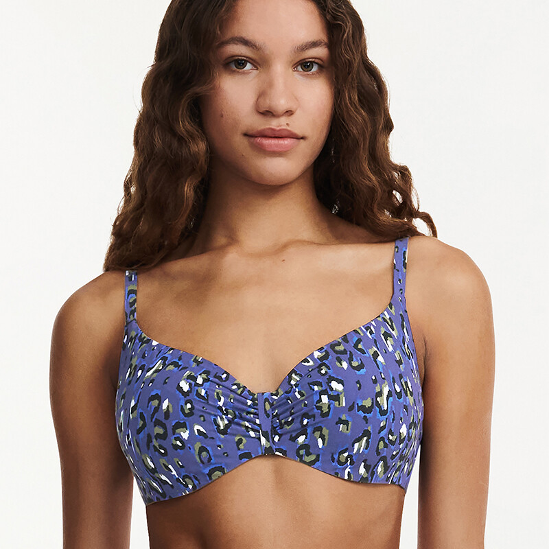Chantelle Eos Bikini Topp, Blå, Størrelse: 75G, Farve: Blå Multicolorpard, Dame