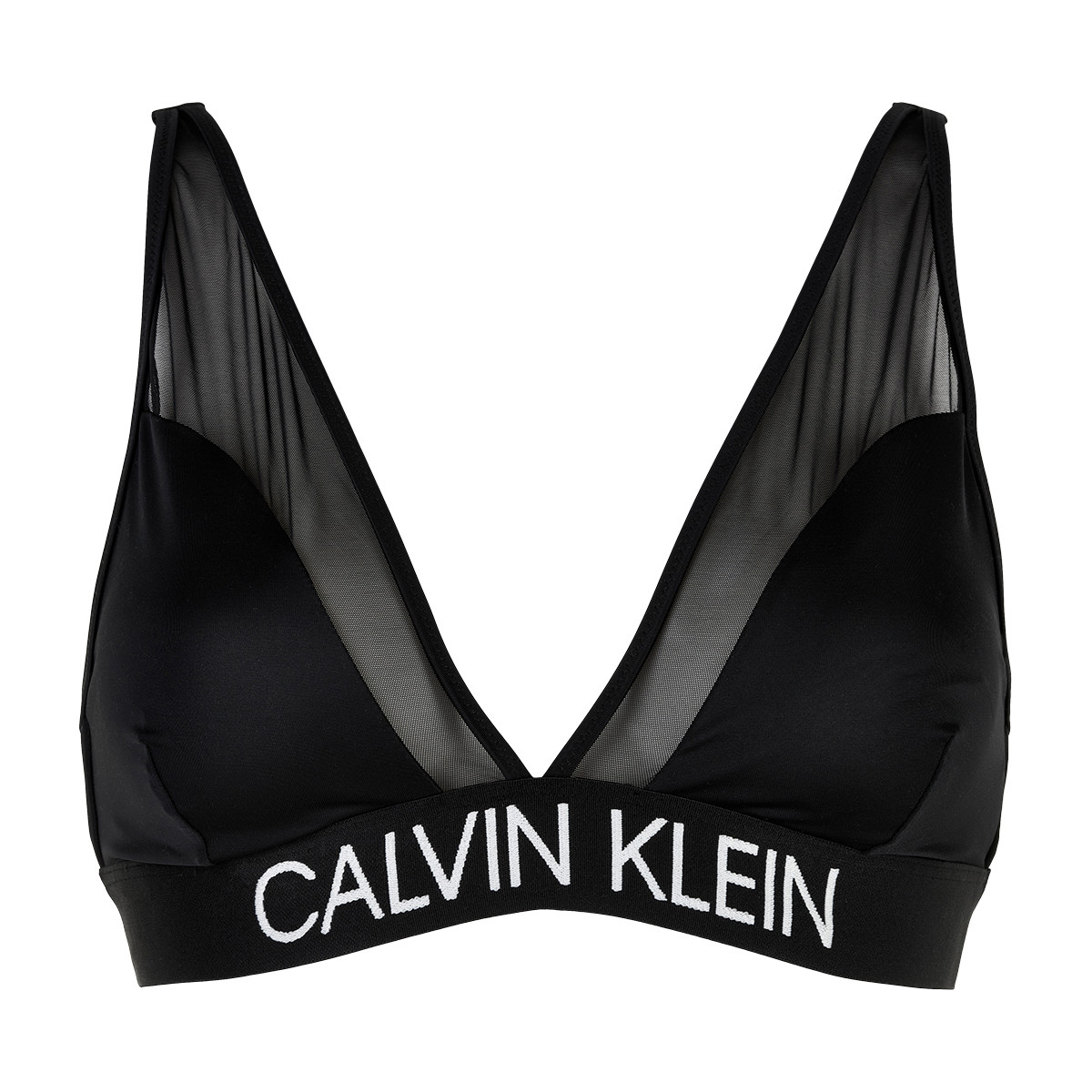 Se Calvin Klein High Triangle Bikini Top, Farve: Sort, Størrelse: L, Dame hos Netlingeri.dk