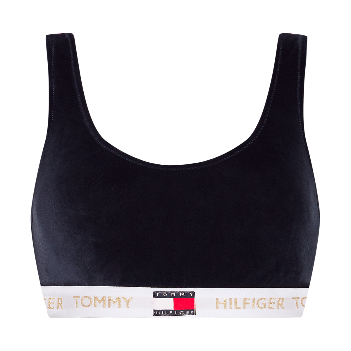 Tommy Hilfiger Lingeri Bralette Velour Bikini Top, Farve: Sort, Størrelse: S, Dame