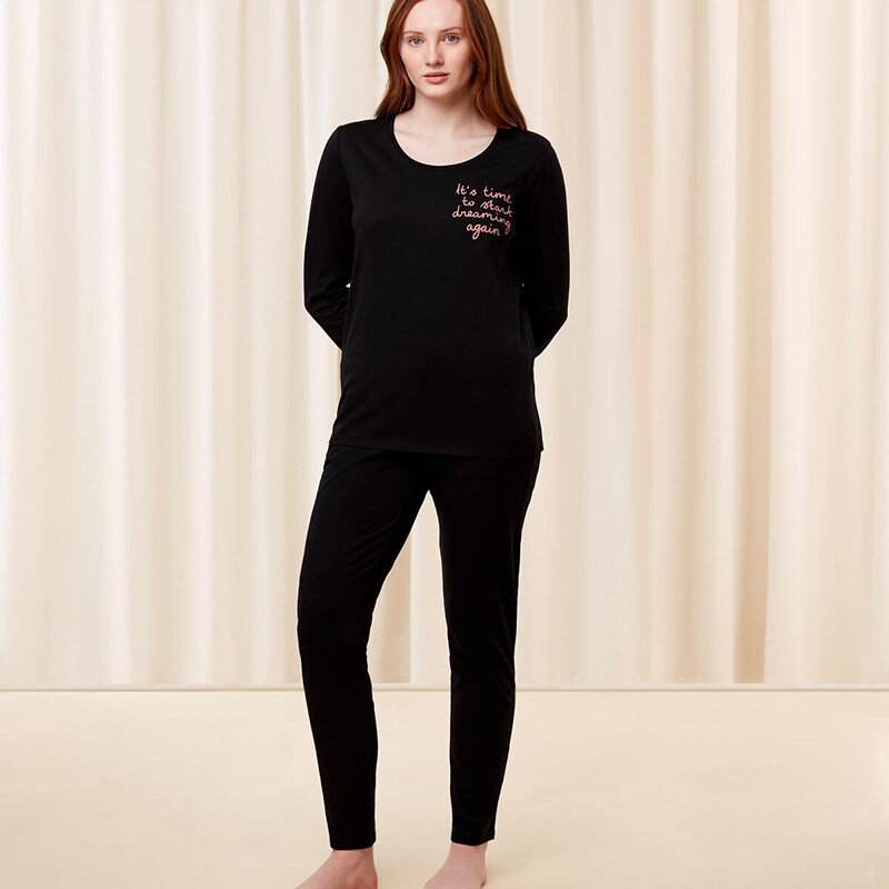 Pyjamas, Farge: Svart, Størrelse: 38, Kvinner