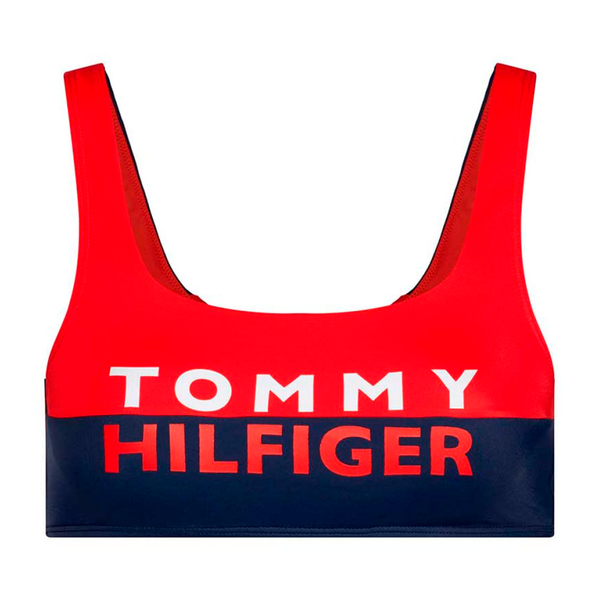 12: Tommy Hilfiger Bralette Bikini Top, Farve: Rød/blå, Størrelse: XS, Dame