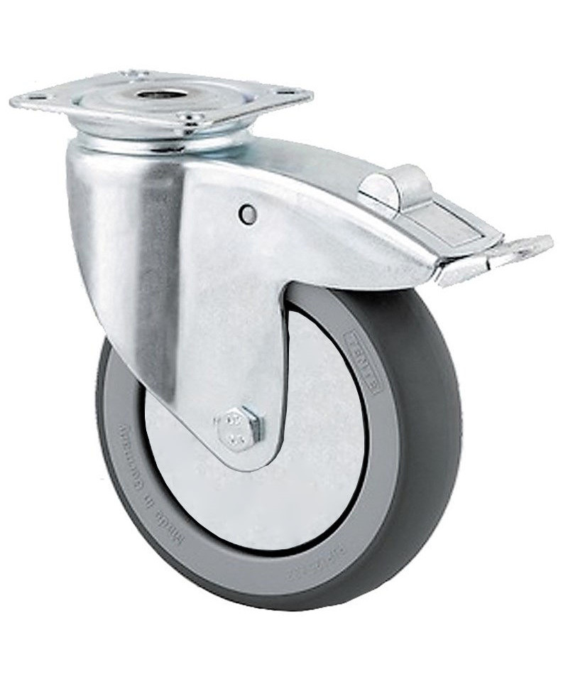 Drejeligt hjul m/ bremse Ø75 mm - maks. 75 kg billede