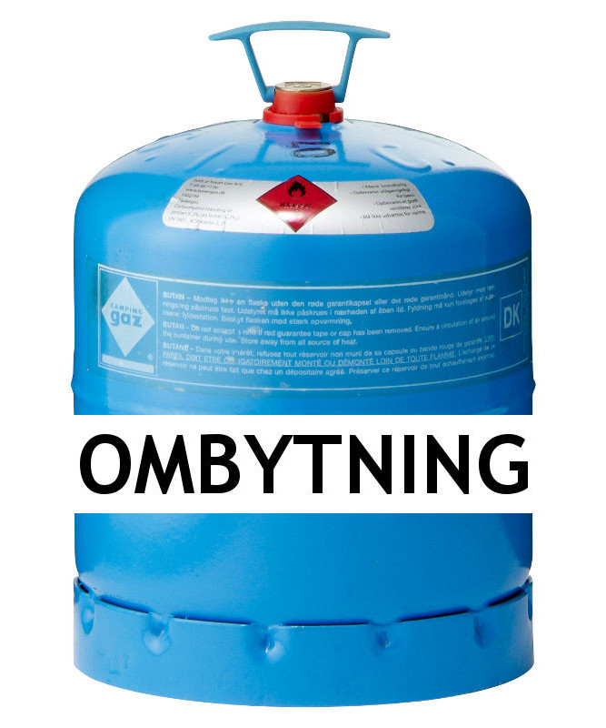 Kosangas 3 kg gas ved ombytning af Campingaz blå CGI flaske (afhentet)