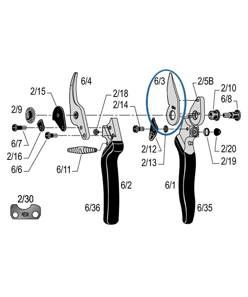 Billede af Felco 6/3 skær til Felco beskæresakse