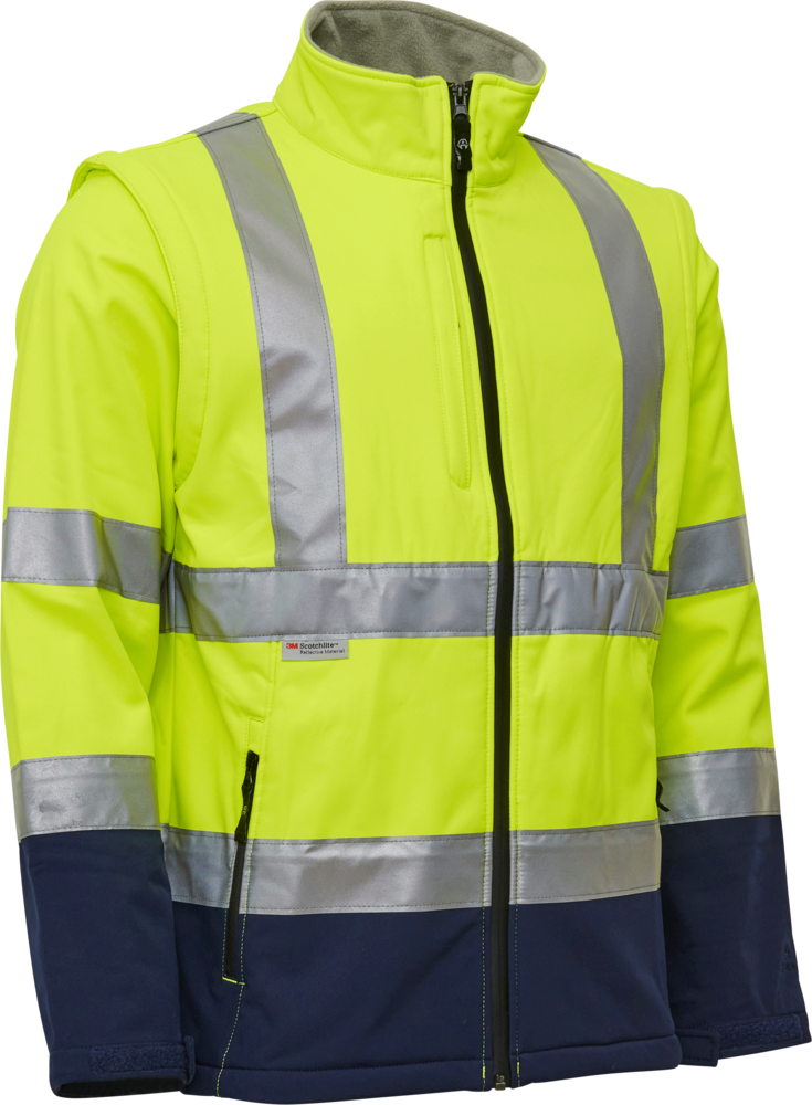 Elka softshelljakke EN471 med aftagelige ærmer (Hi Vis Gul, L) billede