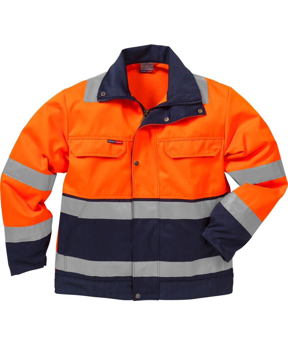 Kansas/fristads Essential Jakke Hi-vis Kl 3 Hi Vis Orange/marine 3xl