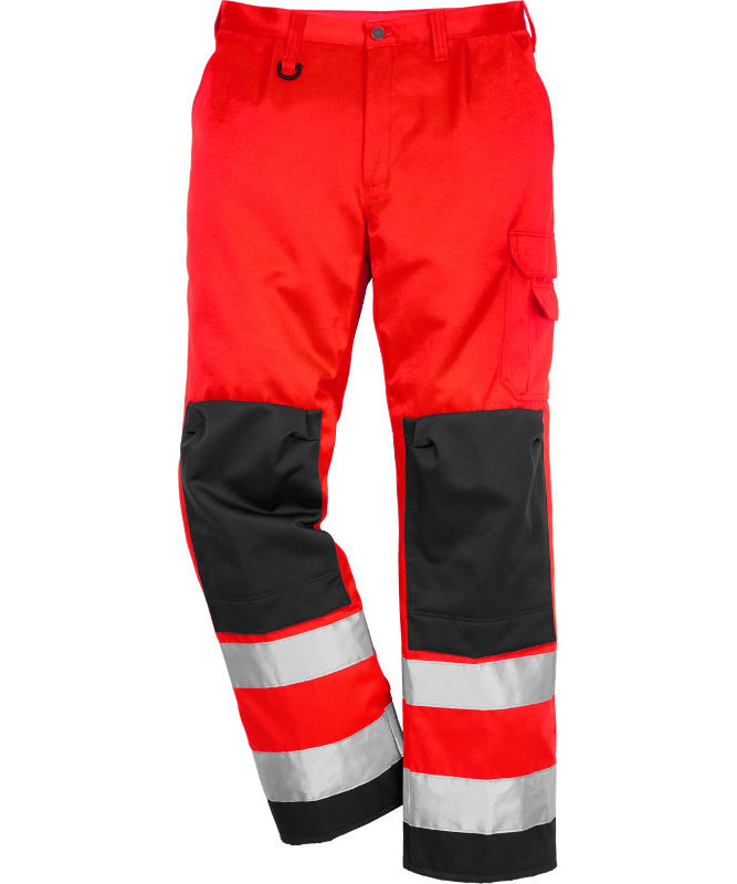 Se Kansas/Fristads Essential Hi-Vis bukser kl. 2 (Hi Vis Rød/Sort, D112) hos Specialbutikken