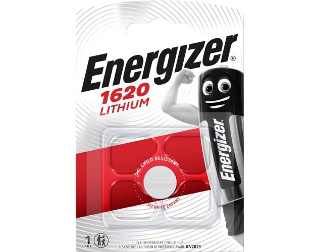 Energizer Lithium knapcellebatteri CR1620 | 3 V DC | 81 mAh | 1-Blister | Sølv