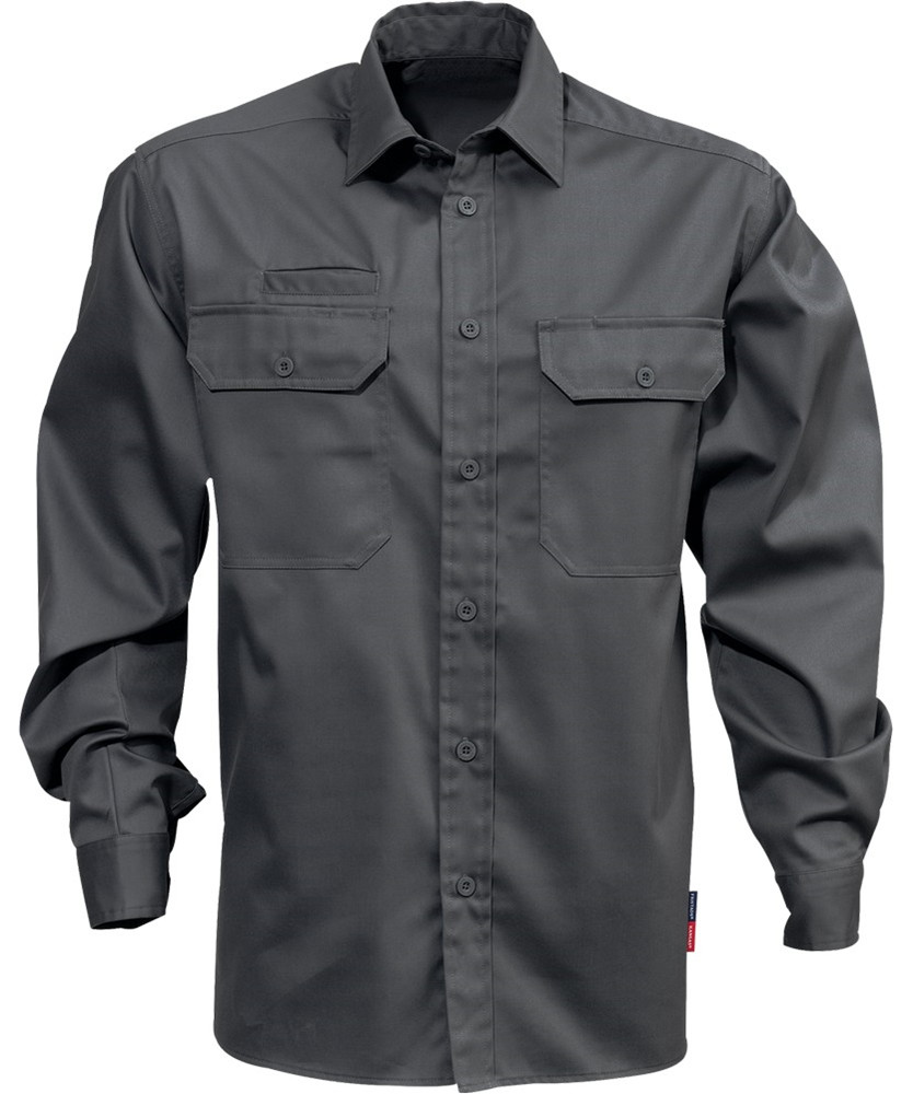 Se Kansas 100732 Bomulds skjorte 7386 / Arbejdsskjorte-mørkegrå-M hos Specialbutikken