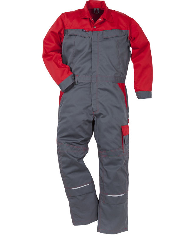 Kansas/Fristads Icon kedeldragt (Grå/Rød, 2XL)