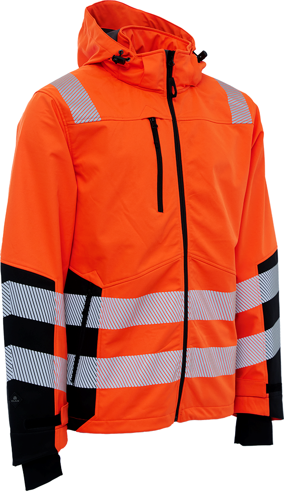 Elka Visible Xtreme Recycled Softshell jakke - Hi Vis (Fl.Orange/Black, L)