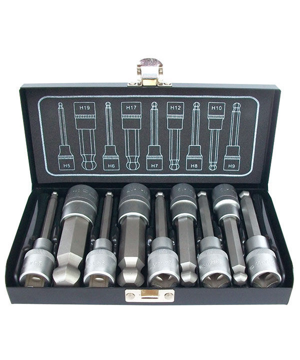 BATO Stifttopsæt 1/2" 6kt. 5-19mm. lang med kugle 9 dele.