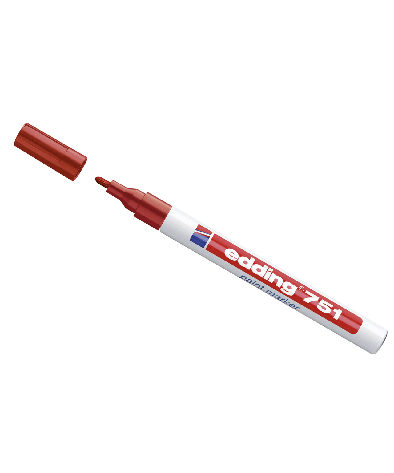Marker Edding 751 permanent, rød rund spids 1-2mm