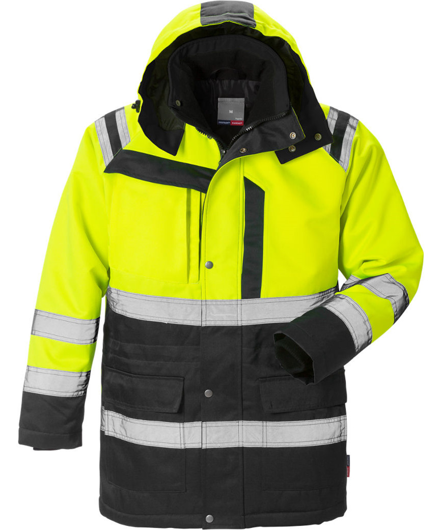 Kansas/fristads Hi Vis Vinterparka Kl. 3 Hi Vis Gul/sort