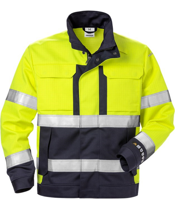 Se Kansas/Fristads flame Hi-Vis jakke kl. 3 (Hi Vis Gul/Marine, 2XL) hos Specialbutikken