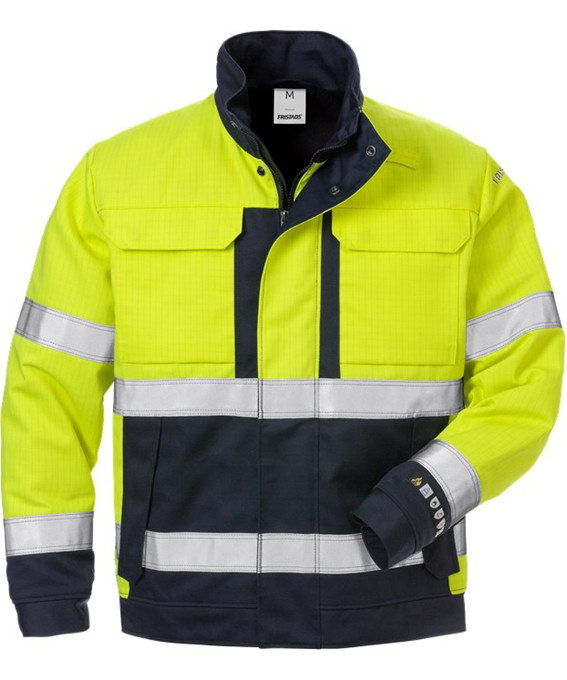 Se Kansas/Fristads flame Hi-Vis vinterjakke kl. 3 (Hi Vis Gul/Marine, 3XL) hos Specialbutikken